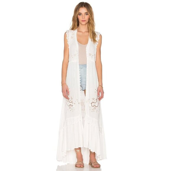Spell & The Gypsy Isla Bonita Embroidered Dress Duster White Size Small - Picture 11 of 16